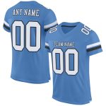 Custom Electric Blue and Black White Mesh Football Jersey Personalized Electric Blue White-Black Mesh Football Jersey