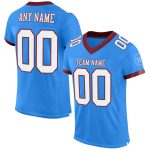 Custom Electric Blue White-Burgundy Mesh Football Jersey with Personalized Name & Number - Authentic Team Apparel Personalized