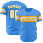 Custom Electric Blue and White Gold Baseball Jersey for Men and Women Personalized Electric Blue White-Gold Baseball Jersey