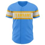 Custom Electric Blue and White Gold Baseball Jersey for Men and Women Personalized Electric Blue White-Gold Baseball Jersey