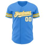 Personalized Electric Blue White Gold Baseball Jersey for Men and Women Personalized Electric Blue White-Gold Baseball Jersey