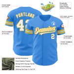 Personalized Electric Blue White Gold Baseball Jersey for Men and Women Personalized Electric Blue White-Gold Baseball Jersey