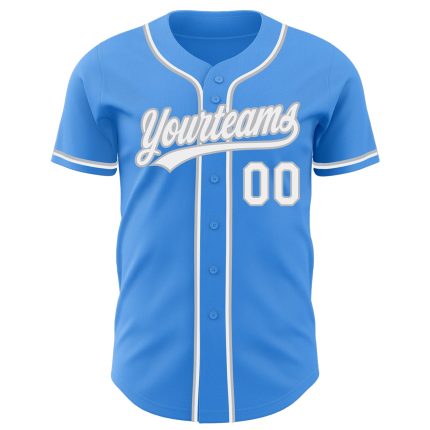 Custom Name and Number Authentic Baseball Jersey - Personalized Electric Blue White-Gray Team Jersey Personalized Electric