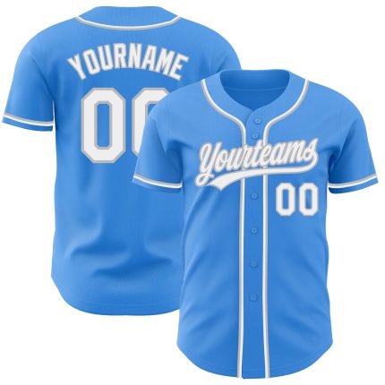 Custom Name and Number Authentic Baseball Jersey - Personalized Electric Blue White-Gray Team Jersey Personalized Electric