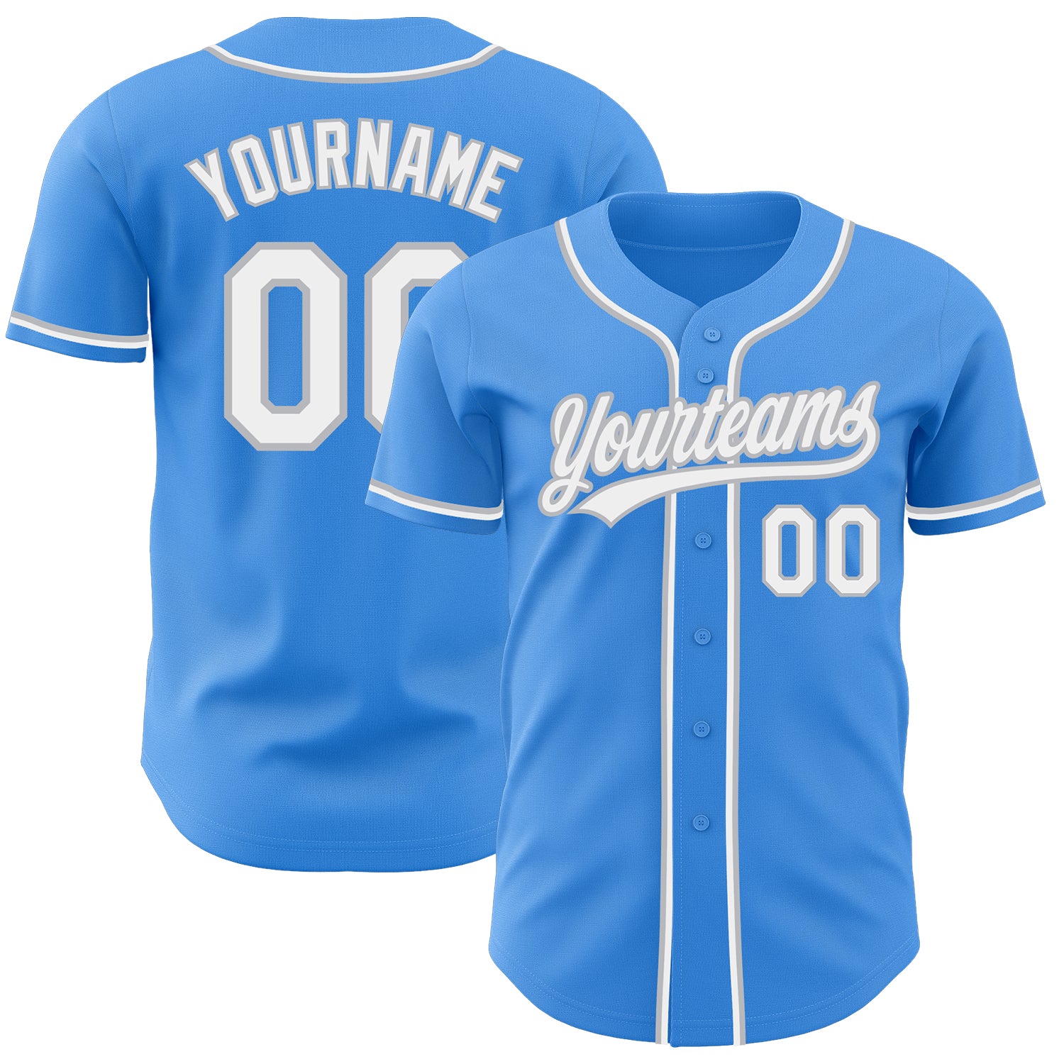 Custom Name and Number Authentic Baseball Jersey - Personalized Electric Blue White-Gray Team Jersey Personalized Electric