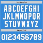 Custom Name Number Team Varsity Letterman Jacket Electric Blue White Gray Full-Snap Bomber Personalized Electric Blue White-Gray