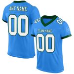 Custom Name and Number Personalized Electric Blue White-Green Football Jersey - Authentic Mesh Team Jersey Personalized Electric