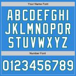 Personalized Electric Blue and White Varsity Letterman Bomber Jacket - Kelly Green Full-Snap Design Personalized Electric
