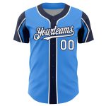 Custom Baseball Jersey with Electric Blue and White-Navy Colors, Personalized Name and Number, Authentic Team Design Personalized