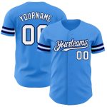 Authentic Personalized Electric Blue White-Navy Baseball Jersey for Men Personalized Electric Blue White-Navy Authentic Baseball