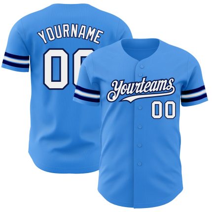 Authentic Personalized Electric Blue White-Navy Baseball Jersey for Men Personalized Electric Blue White-Navy Authentic Baseball