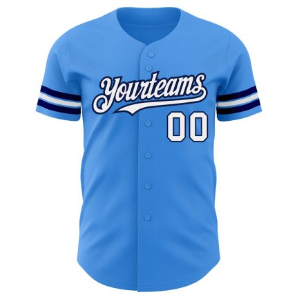 Authentic Personalized Electric Blue White-Navy Baseball Jersey for Men Personalized Electric Blue White-Navy Authentic Baseball