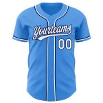 Customizable Electric Blue and White-Navy Authentic Baseball Jersey with Personalized Name and Number Personalized Electric