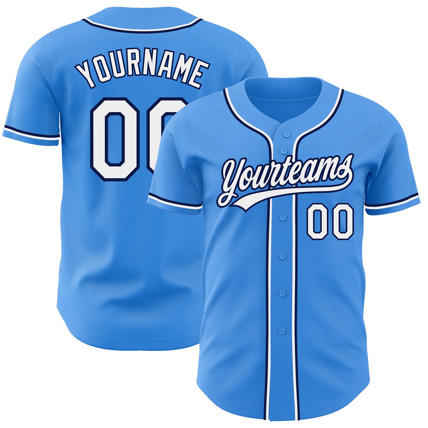 Customizable Electric Blue and White-Navy Authentic Baseball Jersey with Personalized Name and Number Personalized Electric