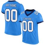 Electric Blue White-Navy Personalized Football Jersey - Custom Mesh Jersey Personalized Electric Blue White-Navy Mesh Football