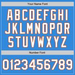 Personalized Electric Blue and White Orange Baseball Jersey - 3 Color Options, Arm Shapes Personalized Electric Blue White-Orange
