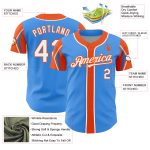 Personalized Electric Blue and White Orange Baseball Jersey - 3 Color Options, Arm Shapes Personalized Electric Blue White-Orange