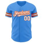 Personalized Electric Blue White Orange Baseball Jersey - Custom Team Jersey 2 Personalized Electric Blue White-Orange Baseball