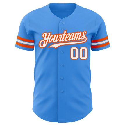 Personalized Electric Blue White Orange Baseball Jersey - Custom Team Jersey 2 Personalized Electric Blue White-Orange Baseball