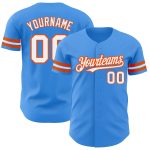 Personalized Electric Blue White Orange Baseball Jersey - Custom Team Jersey 2 Personalized Electric Blue White-Orange Baseball