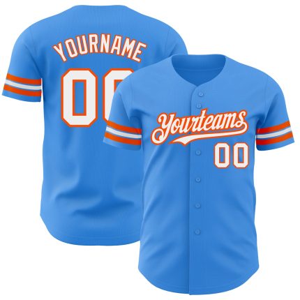 Personalized Electric Blue White Orange Baseball Jersey - Custom Team Jersey 2 Personalized Electric Blue White-Orange Baseball