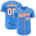 Personalized Electric Blue and White-Orange Baseball Jersey for Men and Women Personalized Electric Blue White-Orange Baseball
