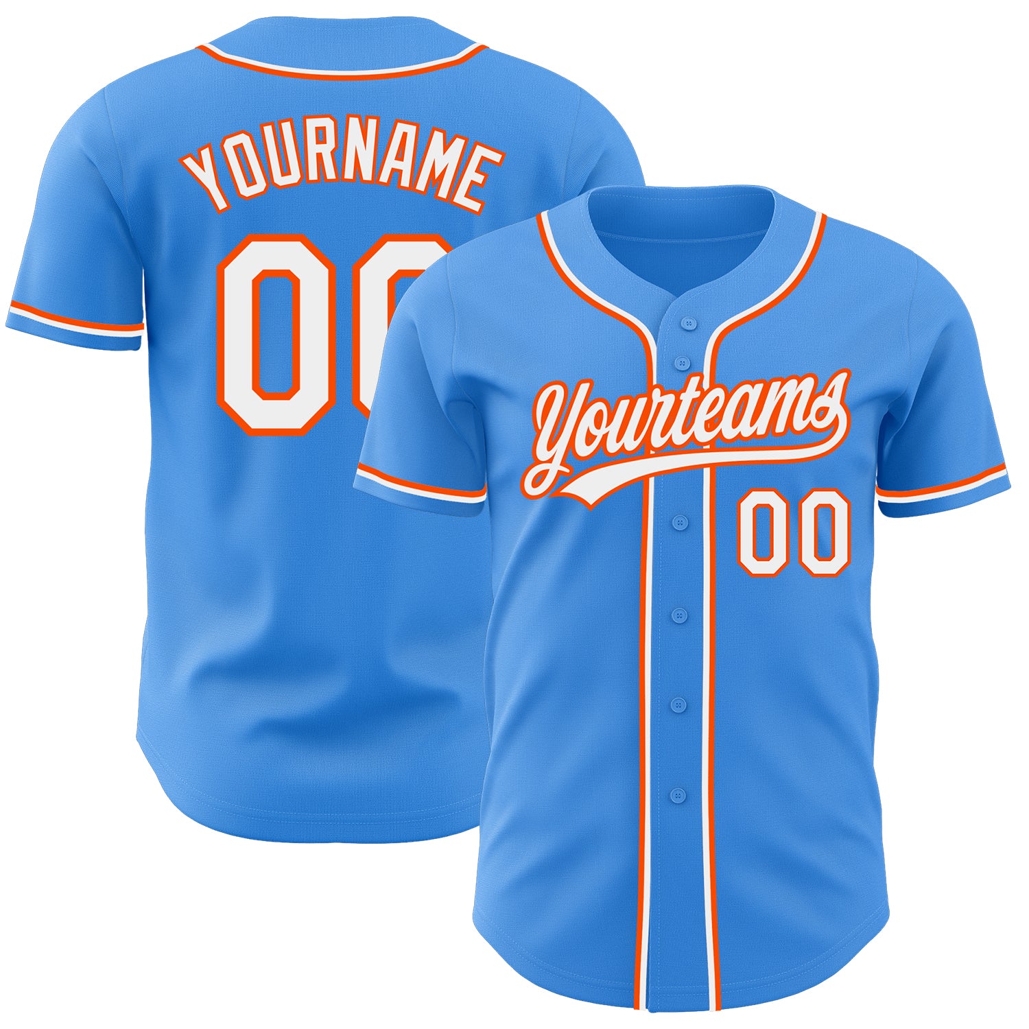 Personalized Electric Blue and White-Orange Baseball Jersey for Men and Women Personalized Electric Blue White-Orange Baseball
