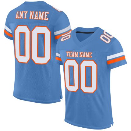 Personalized Electric Blue and White-Orange Football Jersey - Authentic Mesh Design Personalized Electric Blue White-Orange