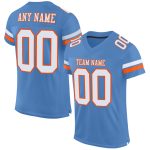 Electric Blue White-Orange Personalized Mesh Football Jersey - Custom Team Apparel 2 Personalized Electric Blue White-Orange
