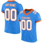Personalized Electric Blue White Orange Football Jersey - Custom Mesh Team Apparel Personalized Electric Blue White-Orange