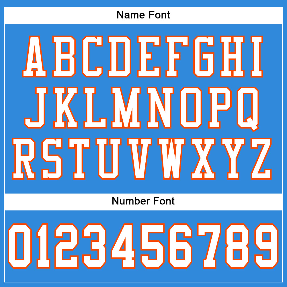 Personalized Electric Blue White Orange Football Jersey - Custom Mesh Team Apparel Personalized Electric Blue White-Orange - Image 4