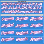 Custom Baseball Jersey with Personalized Name and Number in Electric Blue, White, Pink - Authentic Team Design Personalized