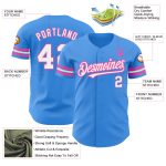 Custom Team Name and Number Baseball Jersey - Electric Blue White-Pink Personalized Authentic Jersey Personalized Electric