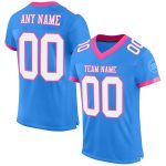 Custom Name Number Personalized Football Jersey - Electric Blue White-Pink Mesh Authentic Team Jersey Personalized Electric
