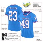 Custom Electric Blue White Purple Mesh Football Jersey with Personalized Name and Number - Authentic Throwback Style Personalized