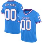 Custom Electric Blue White Purple Mesh Football Jersey with Personalized Name and Number - Authentic Throwback Style Personalized