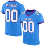 Personalized Electric Blue White Purple Football Jersey - Custom Mesh Sports Gear Personalized Electric Blue White-Purple