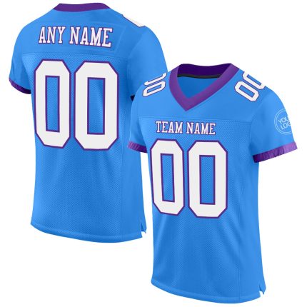 Personalized Electric Blue White Purple Football Jersey - Custom Mesh Sports Gear Personalized Electric Blue White-Purple