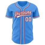 Custom Name Number Baseball Jersey - Personalized Electric Blue White Red Team Personalized Electric Blue White-Red Authentic