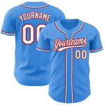 Custom Name Number Baseball Jersey - Personalized Electric Blue White Red Team Personalized Electric Blue White-Red Authentic