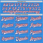 Personalized Electric Blue Red White Varsity Letterman Jacket Full-Snap Bomber Personalized Electric Blue White-Red Bomber