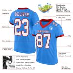 Electric Blue White-Red Personalized Football Jersey - Custom Sports Apparel Personalized Electric Blue White-Red Mesh Football