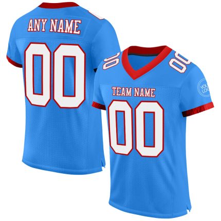 Electric Blue White-Red Personalized Football Jersey - Custom Sports Apparel Personalized Electric Blue White-Red Mesh Football