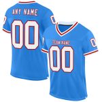 Personalized Electric Blue White Red Throwback Football Jersey Mesh Personalized Electric Blue White-Red Mesh Throwback Football