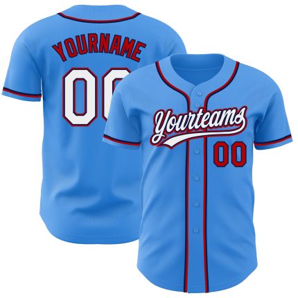 Custom Electric Blue Red Navy Baseball Jersey for Men and Women Personalized Electric Blue White Red-Navy Baseball Jersey