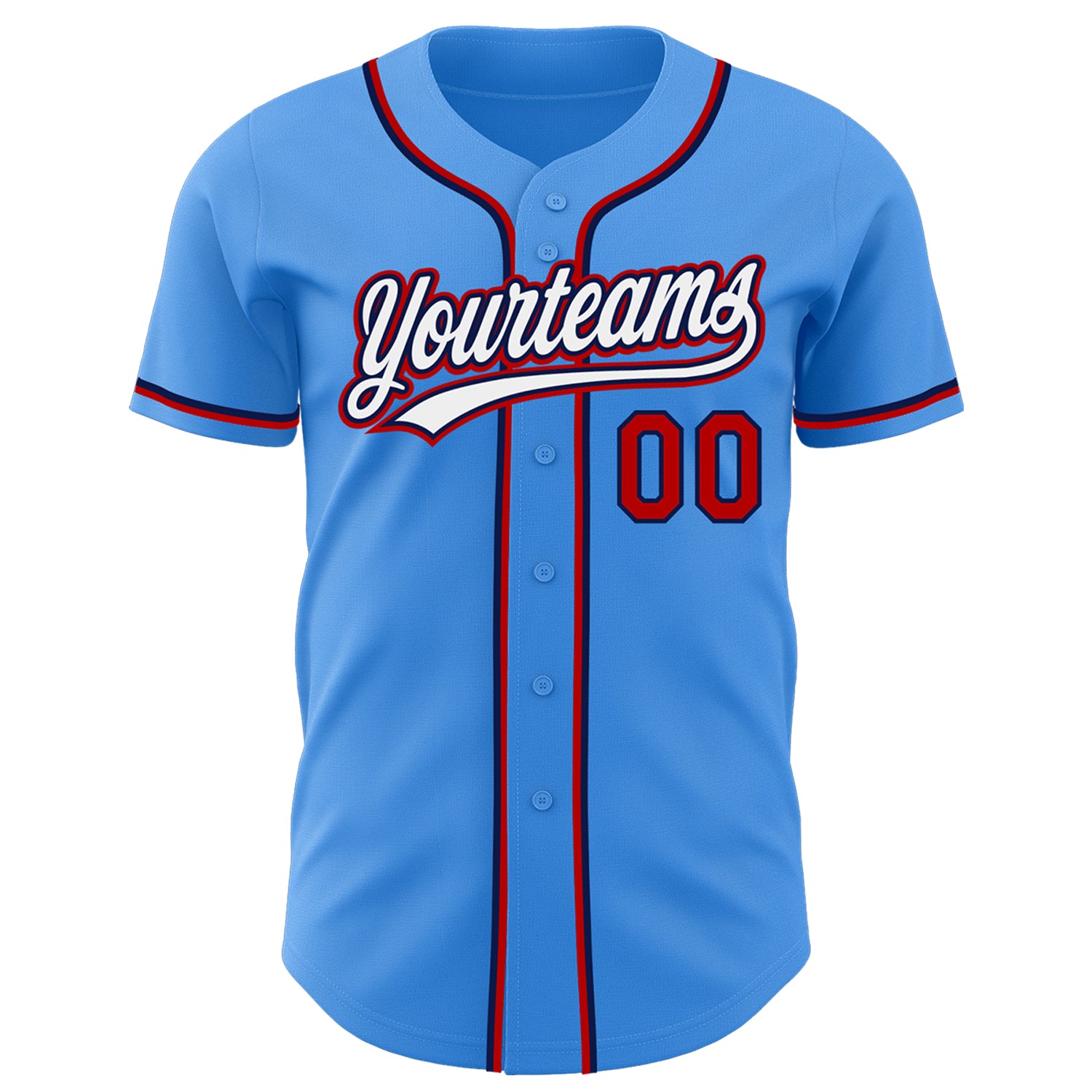 Custom Electric Blue Red Navy Baseball Jersey for Men and Women Personalized Electric Blue White Red-Navy Baseball Jersey - Image 2
