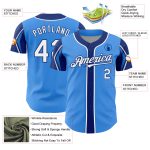 Custom Name & Number Baseball Jersey - Electric Blue White-Royal Team Colors, Authentic Arm Shapes Personalized Electric