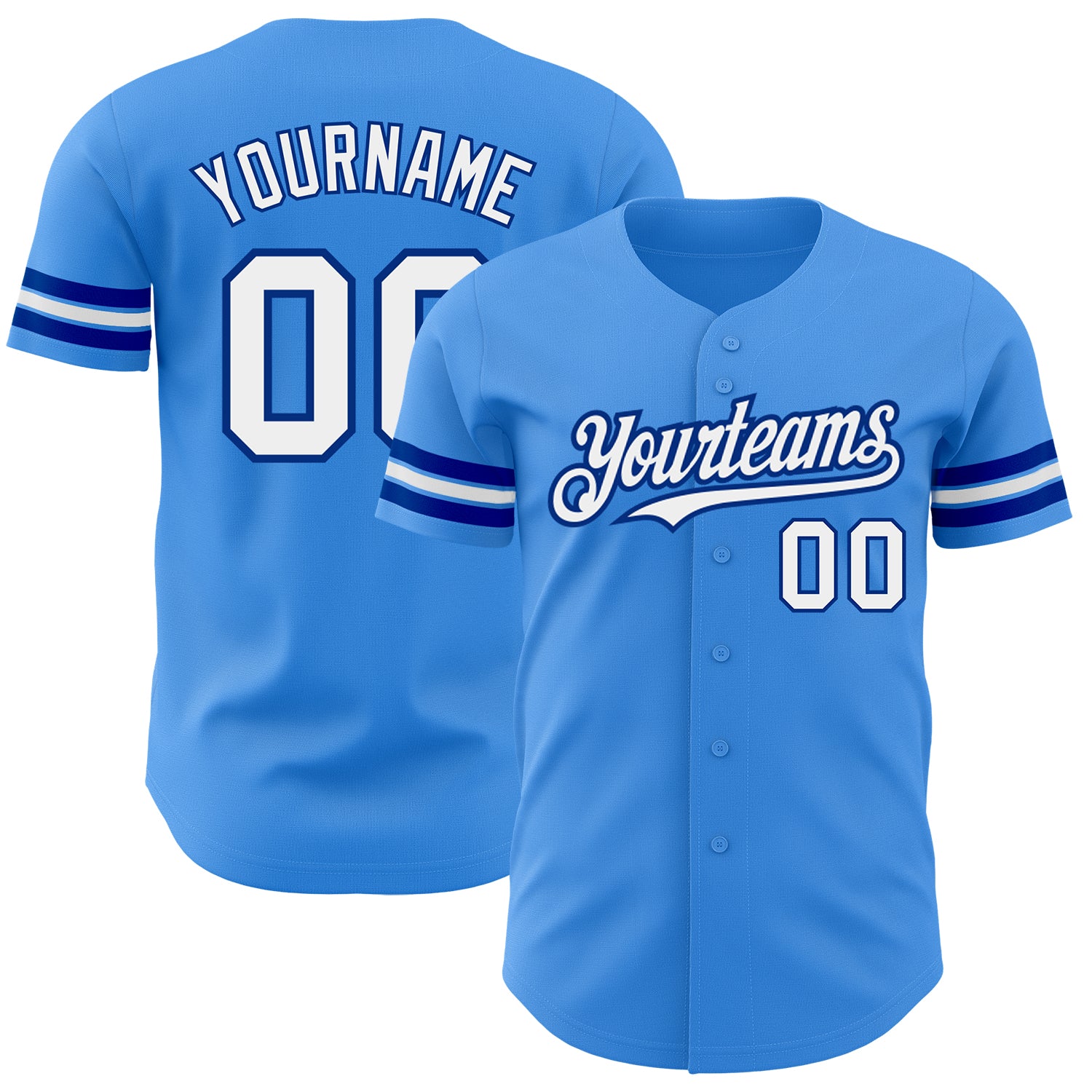 Personalized Electric Blue White Royal Baseball Jersey - Authentic Team Apparel Personalized Electric Blue White-Royal Authentic