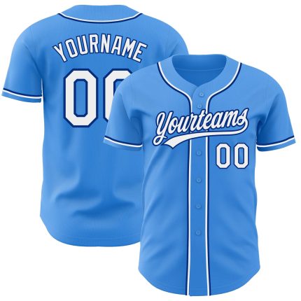 Custom Name and Number Electric Blue White-Royal Authentic Baseball Jersey - Personalized Team Apparel Personalized Electric