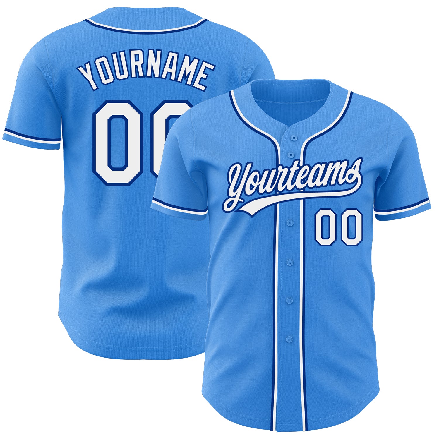 Custom Name and Number Electric Blue White-Royal Authentic Baseball Jersey - Personalized Team Apparel Personalized Electric